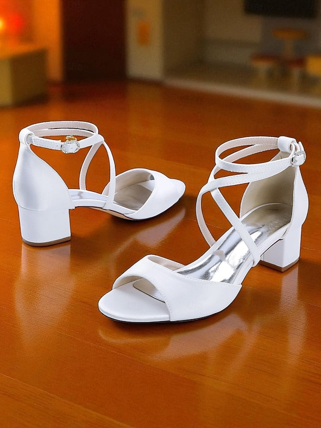 Ankle with Block Heel Satin Elegant Sandals Women's Strap -