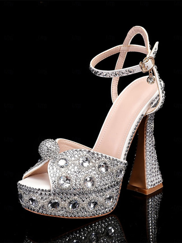 Platform Heel Sandals High with Matching Women's Rhinestone
