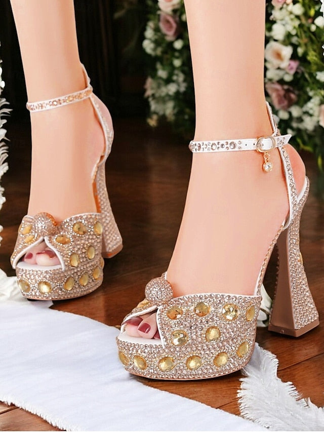 with Sandals Platform Crystal-Embellished Women's Glamorous