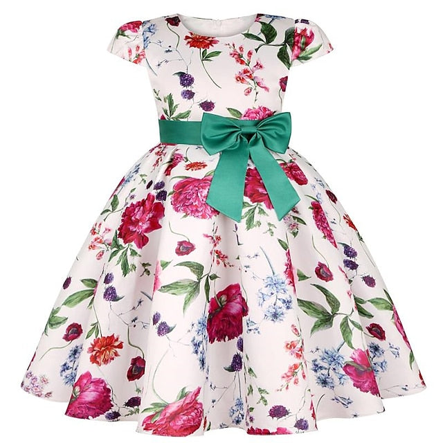 Kids Dress Floral Girls' Sleeve Short Party Flower