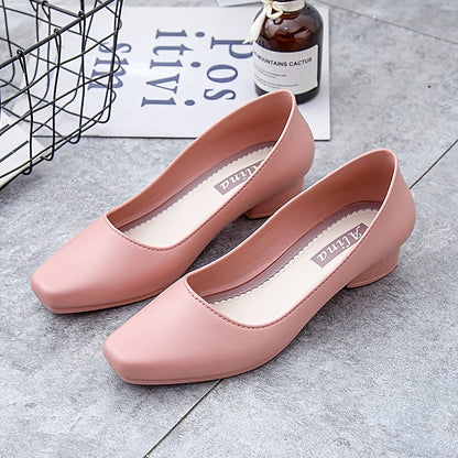 Slip-On Round Pumps – Heel Toe Women's Black Low Classic