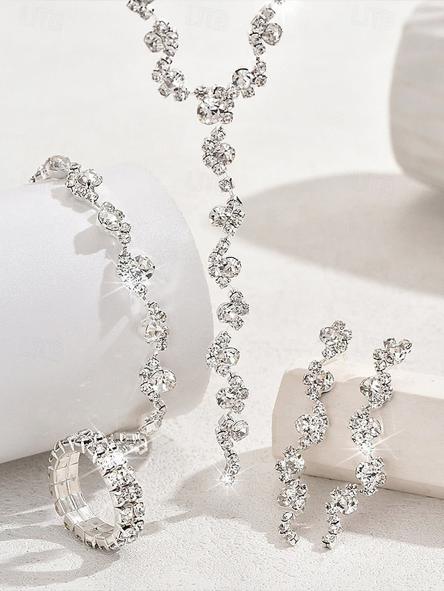 – Necklace Rhinestone Set Jewelry Gold Elegant