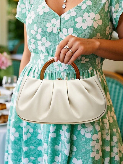 Leather Bag Women's Acrylic with Tote Clutch Pleated Faux