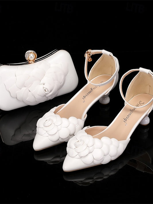 – Shoes Bridal Matching with Floral-Embellished White Clutch