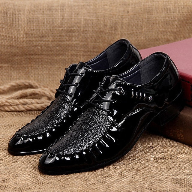 Crocodile Patent Faux Black Men's Shoes Leather