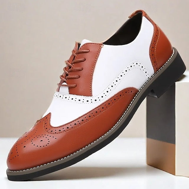 Brogue White Shoes Oxford Two-Tone Wingtip Men's in
