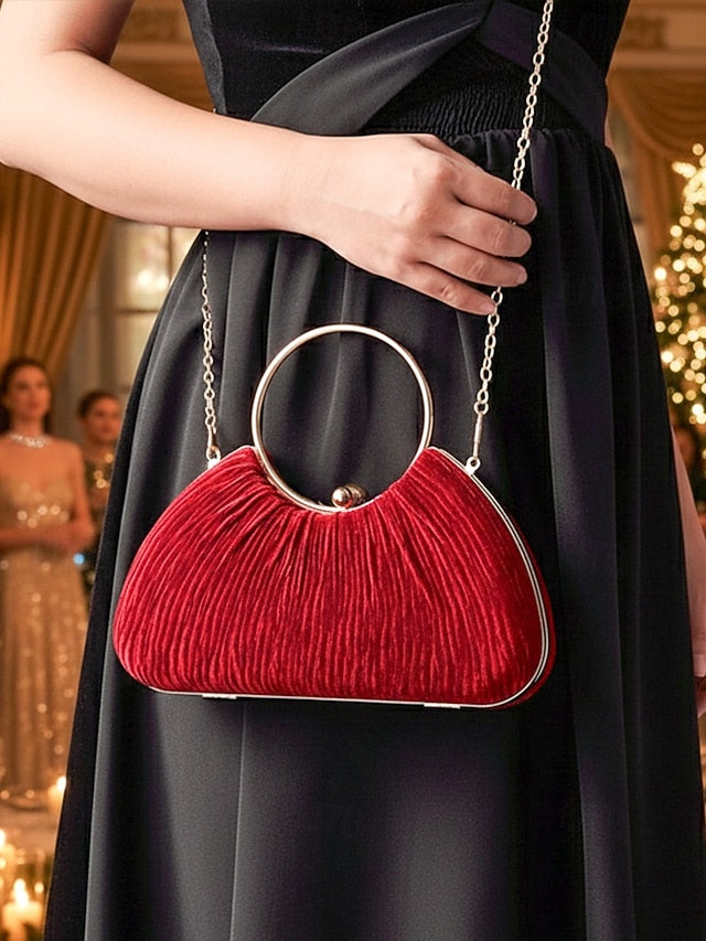 Red Party Christmas Elegant Velvet Women's – Handbag