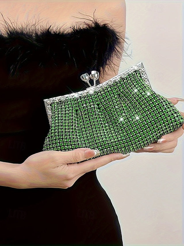 Vintage Purse – Clutch Rhinestone Women's Green Sage