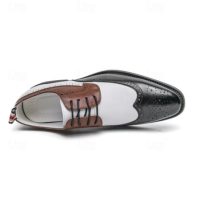 Oxford Men's Tri-Color Black in Wingtip Shoes Brogue