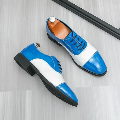 Men's Polished Oxford with Shoes White Blue and