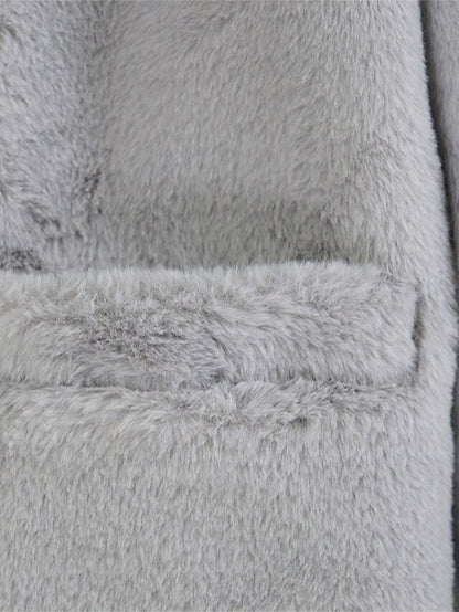 Coat Fleece Pocket Faux Breathable Women's Warm Fur Lined