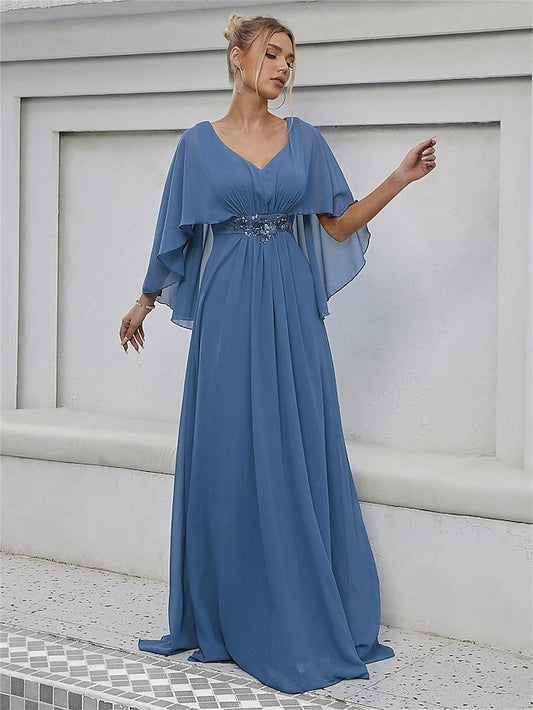 Mother Bride V the Dress Elegant Floor Party Neck of