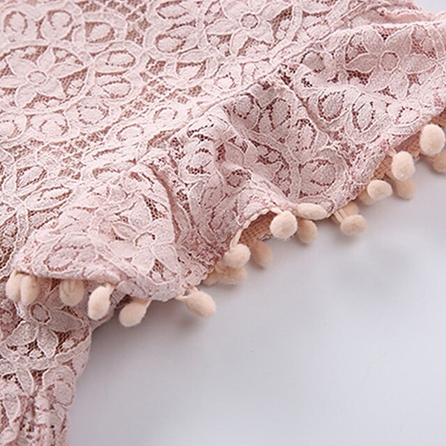 Girls' Sleeve Color Kids Solid Party Short Dress