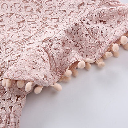 Girls' Sleeve Color Kids Solid Party Short Dress