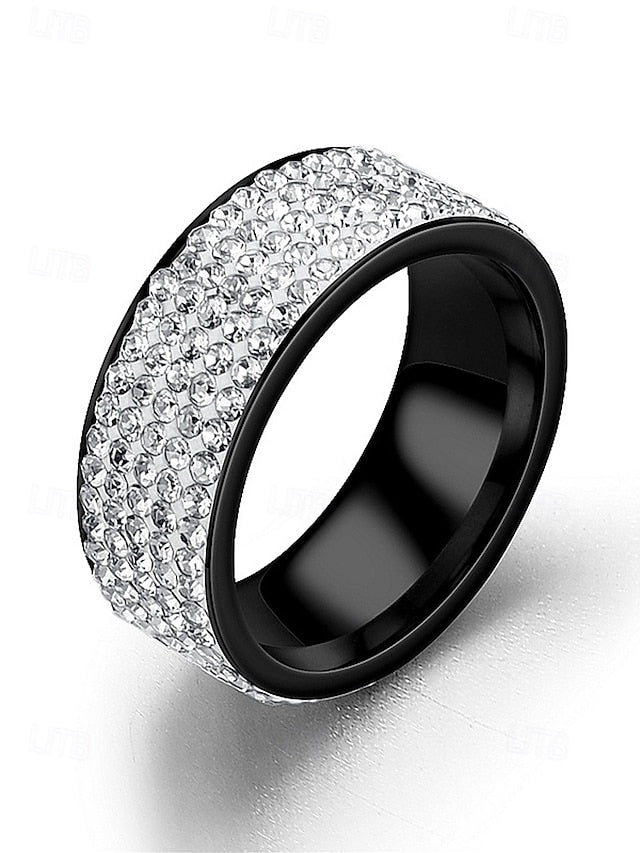Rings Men's Pave with Wide Rhinestone Band Full
