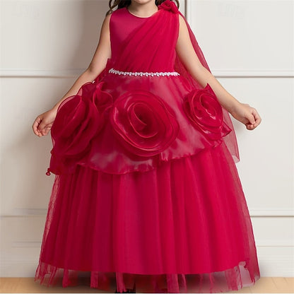 Party Color Dress Girls' Kids Cosplay Solid