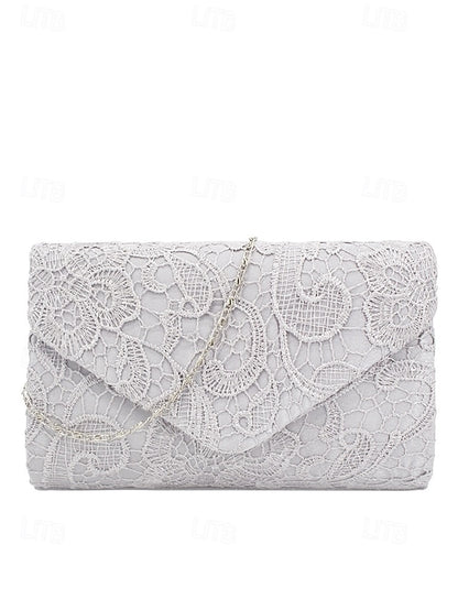 Women's Chain Clutch Evening Strap Bag with Lace