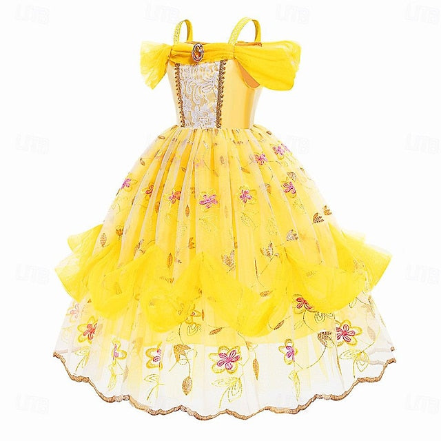 and Girl Flower Dress the Beauty Belle Beast Princess Cute