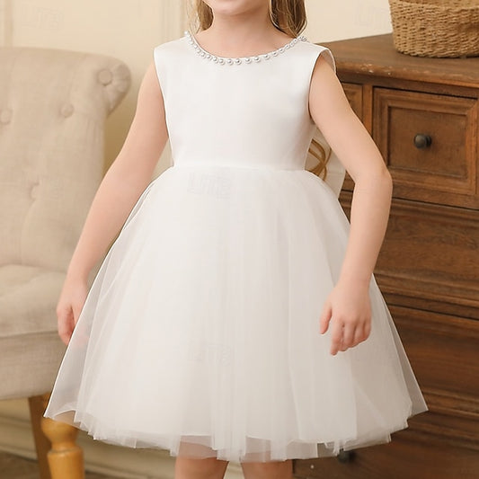 Color Solid Kids Wedding Girls' Party Sleeveless Dress