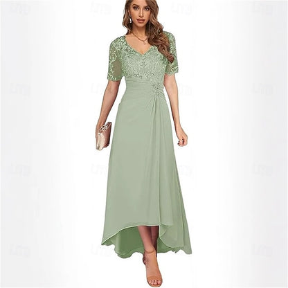 Mother Neck Dress Simple Bride the V of Elegant A-Line