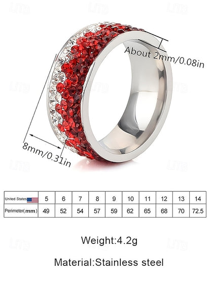 Red Stylish Ring Stainless Steel Christmas Men's –