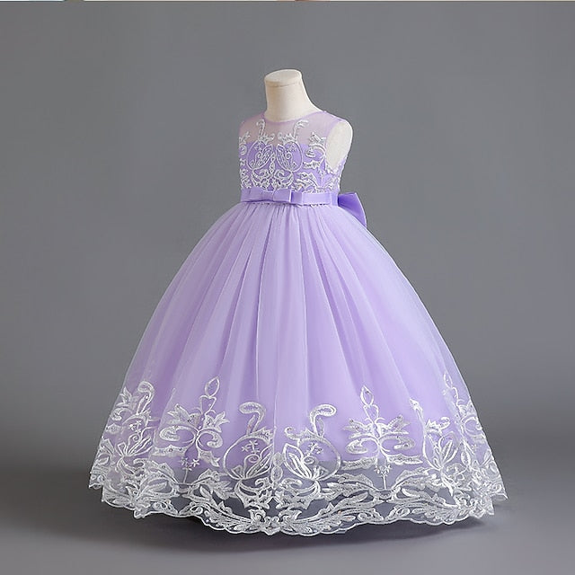 Dress Wedding Flower Sleeveless Christening Girls' Kids