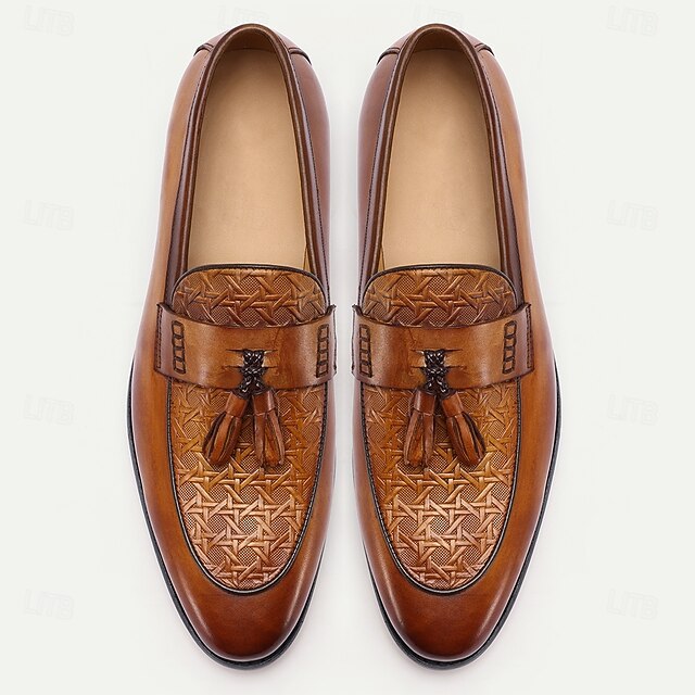Slip-On Tan Tassel Vintage Loafers Leather – Men's