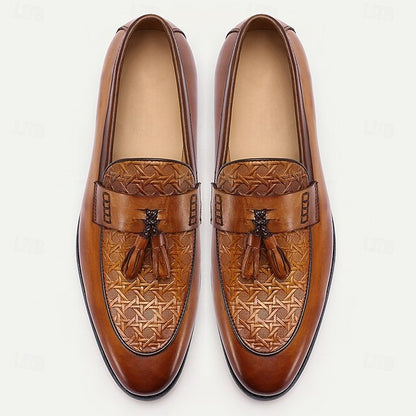 Slip-On Tan Tassel Vintage Loafers Leather – Men's