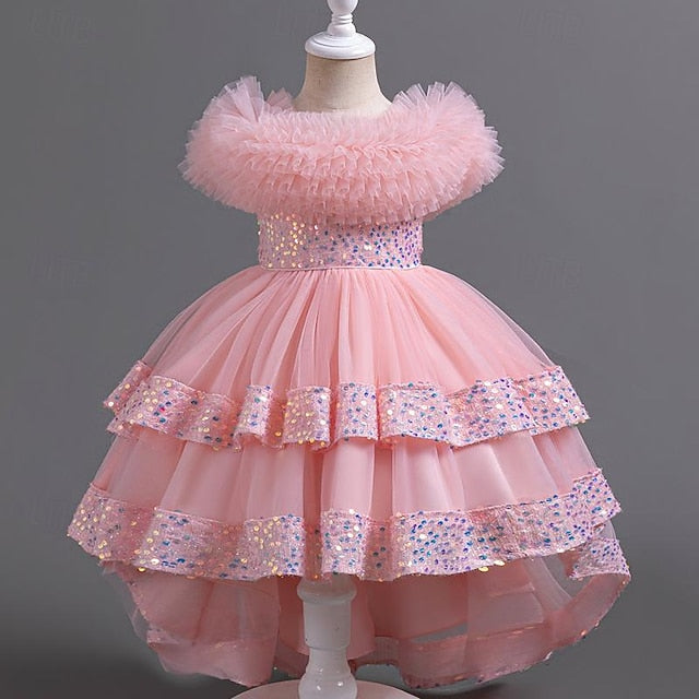 Dress Girl Sequin Girls' Flower Kids Party Sleeveless