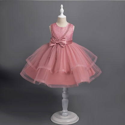 Party Color Toddler Solid Girls' Dress Sleeveless