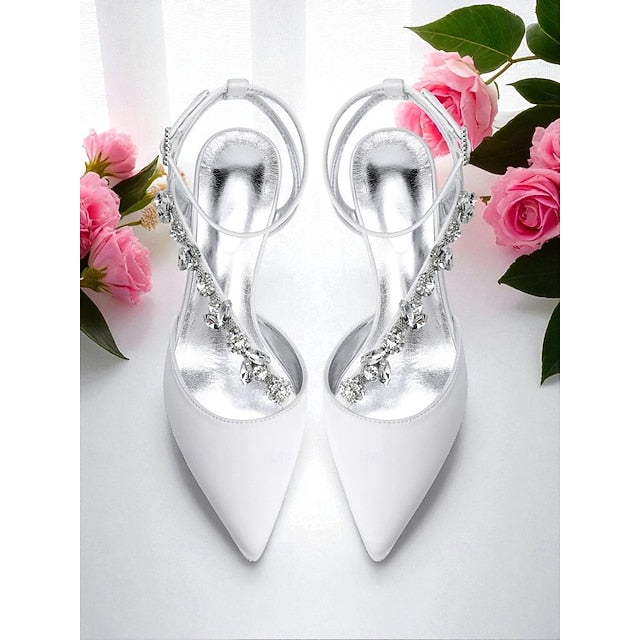 Women's Rhinestone Purple with Satin Pumps Heel Block