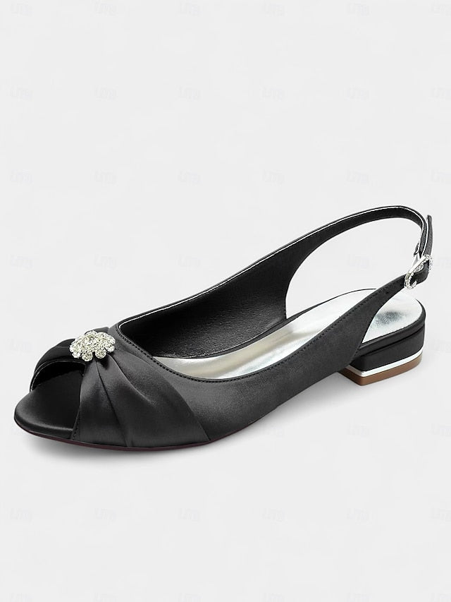 Wedding Crystal Satin with Women's Slingback Heels