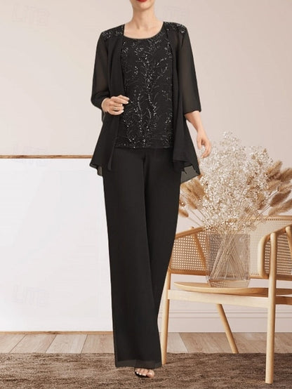 the Guest Pantsuit Bride Mother of Elegant Piece 3 Dress Wedding