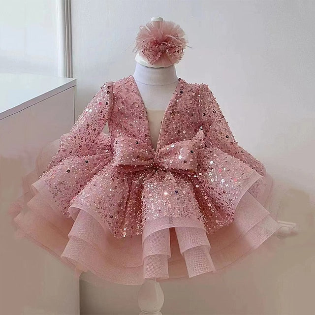 Flower Kids Sequin Dress Long Girls' Girl Party