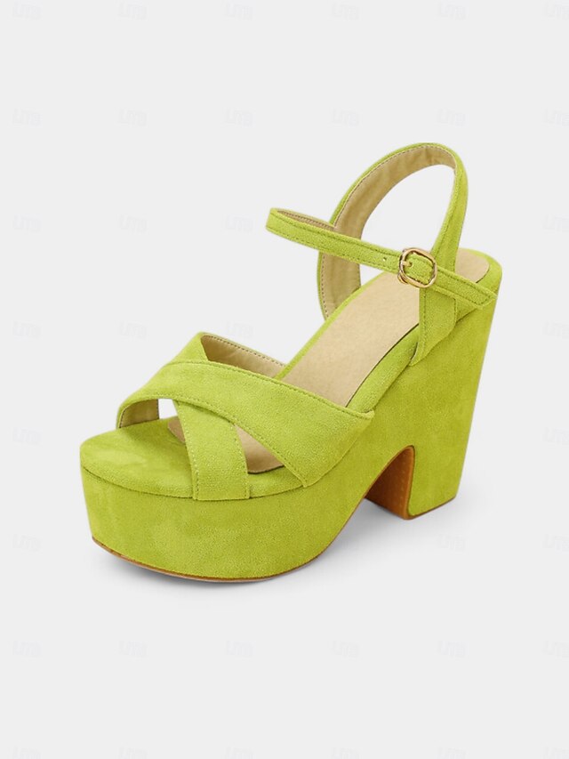 Pink Platform Sandals Ankle Strap Hot Suede with - Women's