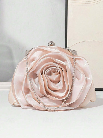 Flower Evening Elegant Satin – Women's Purse Rose Clutch