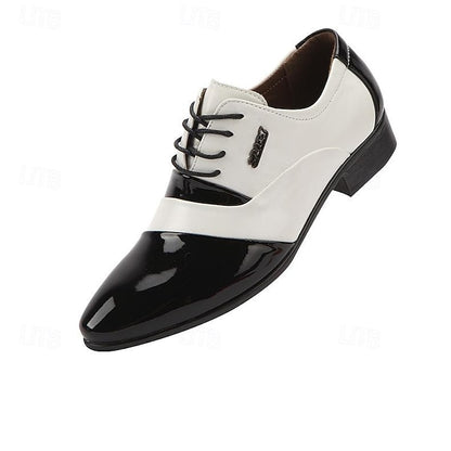 Patent Black Faux Men's Oxford Leather Shoes White and –