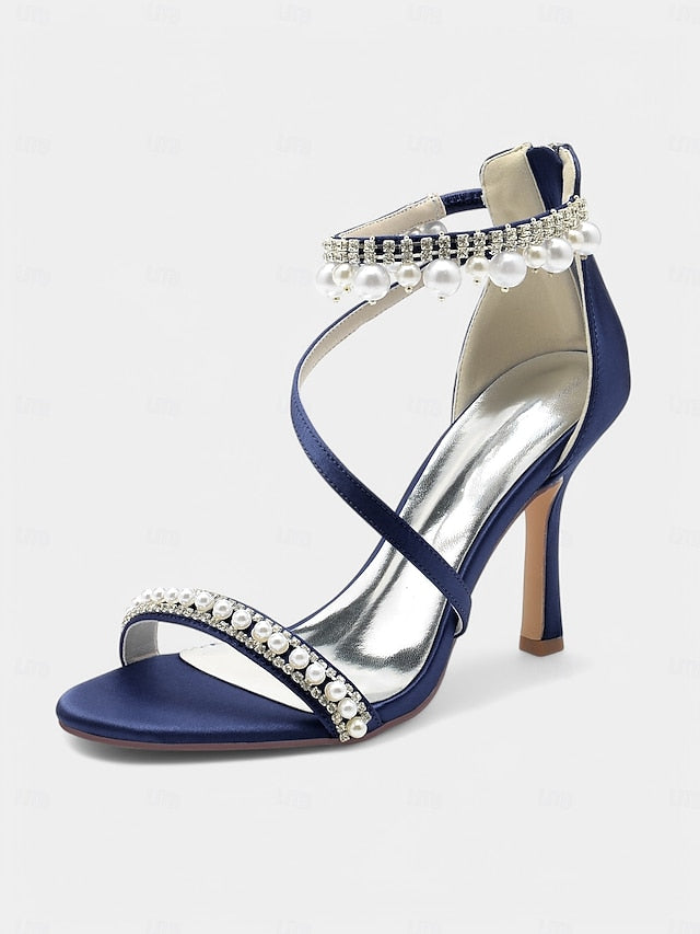 Ankle Chic Heels Pointed-Toe Party Strap Satin Pink –