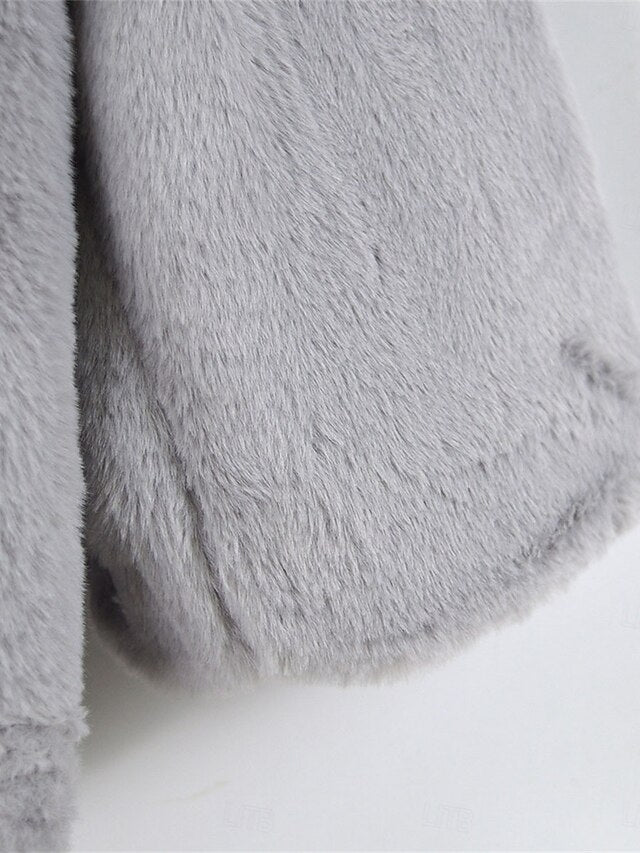 Coat Fleece Pocket Faux Breathable Women's Warm Fur Lined