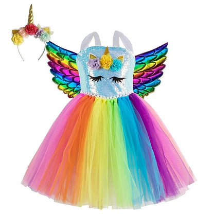 Dance Headband Movie Wings Cosplay Dress Girls' Unicorn
