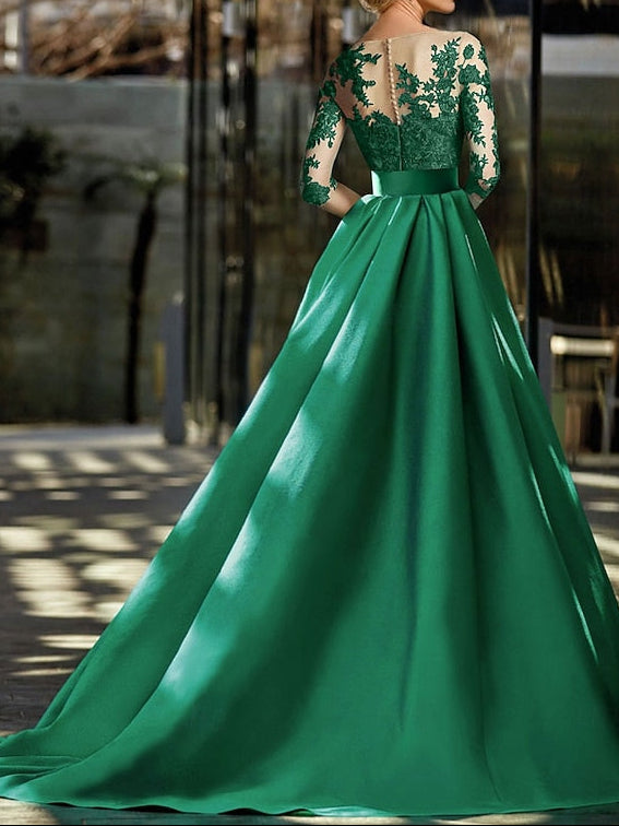 A-Line Elegant Dress Sweep Gown Formal Evening / Brush Train