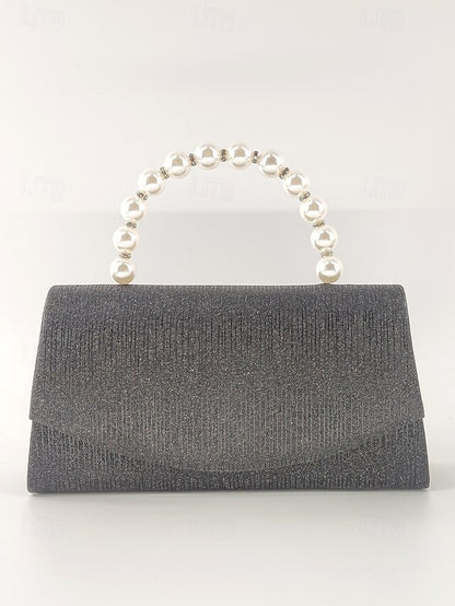 – Bag Women's Glitter Handle with Purple Pearl Clutch