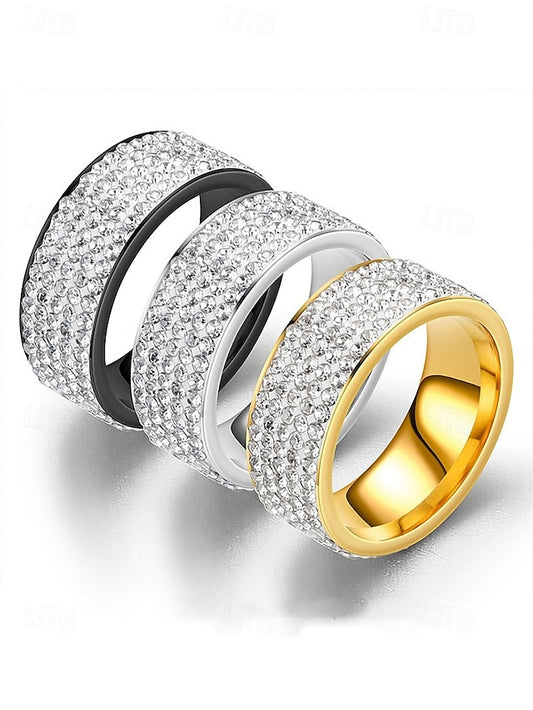 Rings Men's Pave with Wide Rhinestone Band Full