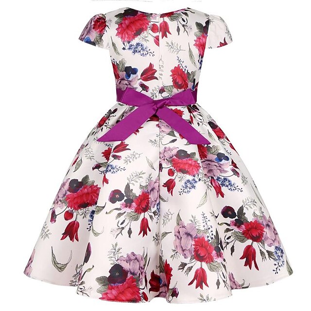 Kids Dress Floral Girls' Sleeve Short Party Flower