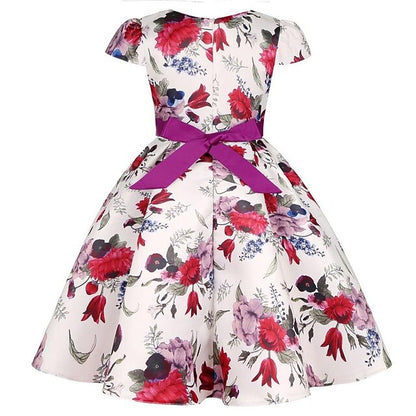 Kids Dress Floral Girls' Sleeve Short Party Flower