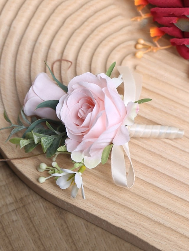 Corsage and Elegant Boutonniere – Artificial Wedding Wrist