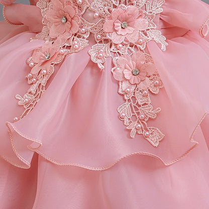 Girls' Asymmetrical Kids Dress Floral Party