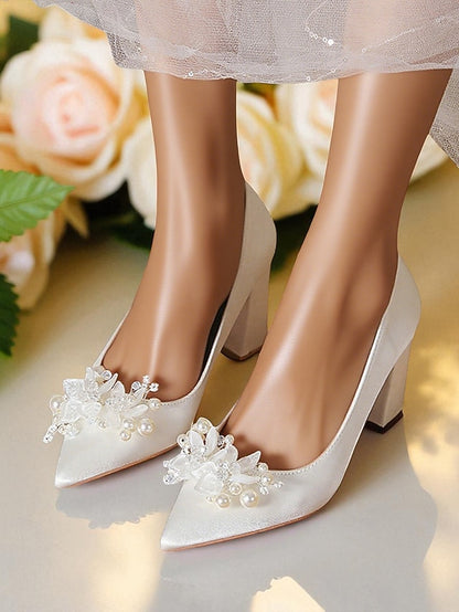 Wedding White Heels Pearl Women's and with Crystal