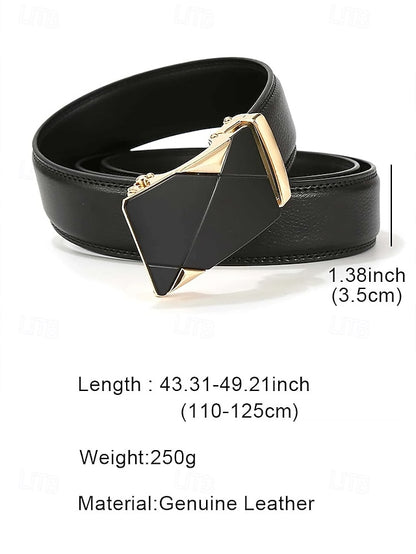Metal Adjustable Men's Black Elegant with Leather Belt