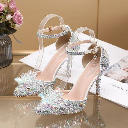 Sandals Heel Elegant Purple Rhinestone – Women's High